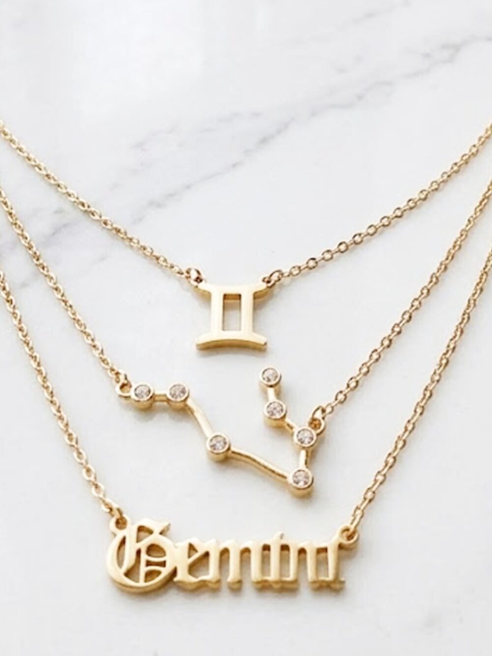 Gemini Golden Triple Birth Constellation Necklace